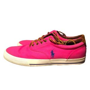POLO Ralph Lauren Pink Canvas/Sport Suede men shoes. Size 13D.